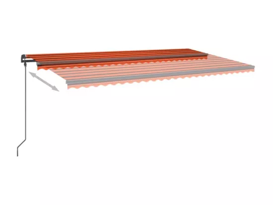 Auvent manuel rétractable avec poteaux 6x3 m Orange et marron