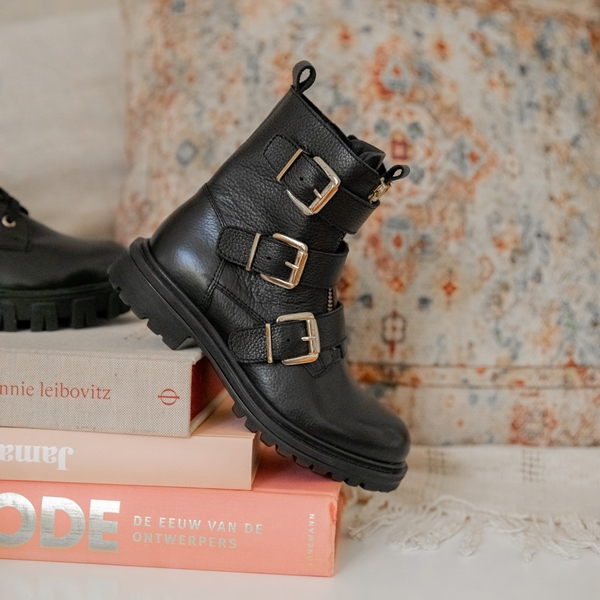 Groot leren meisjes biker boots