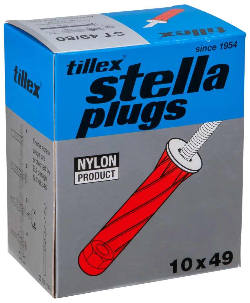 Tillex Plugs pan 5 x 80 mm - rød 25-pak