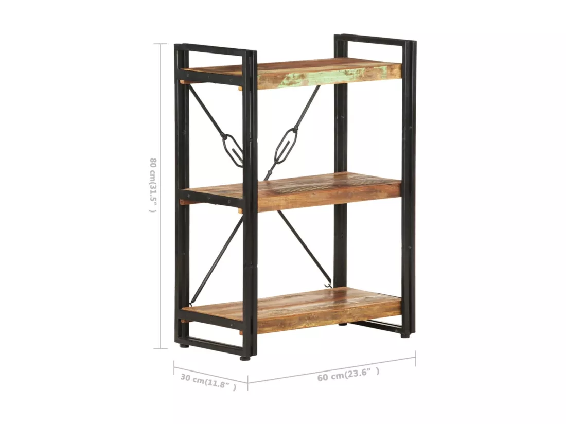 Bibliothèque à 3 niveaux 60x30x80cm Bois de récupération massif
