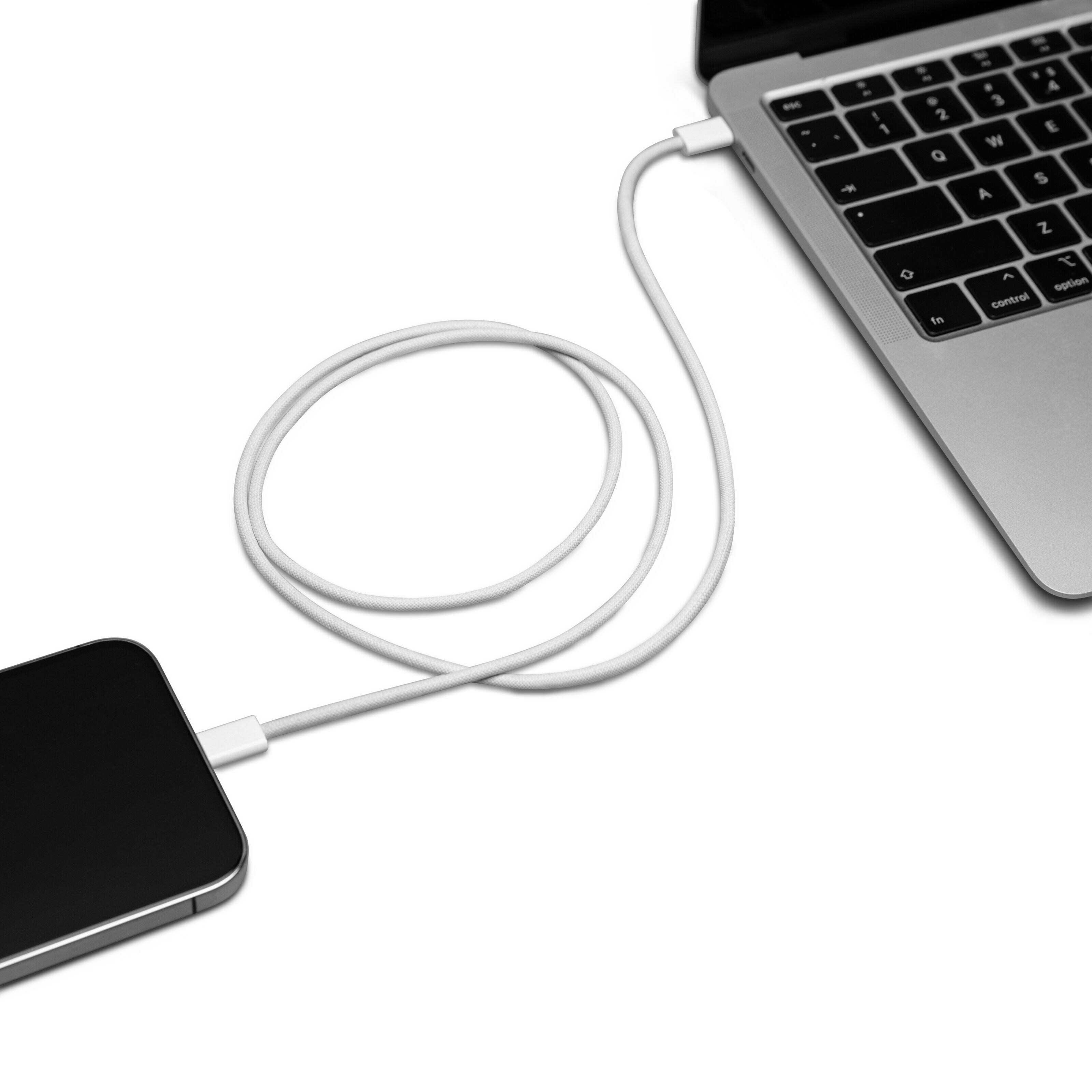 Linocell Flettet USB-C- til USB-C-kabel 60W Hvit 0,5 m