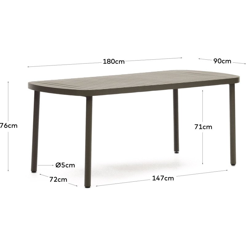 Table d'extérieur Joncols - structure aluminium  verte L 180 x  P 90 cm