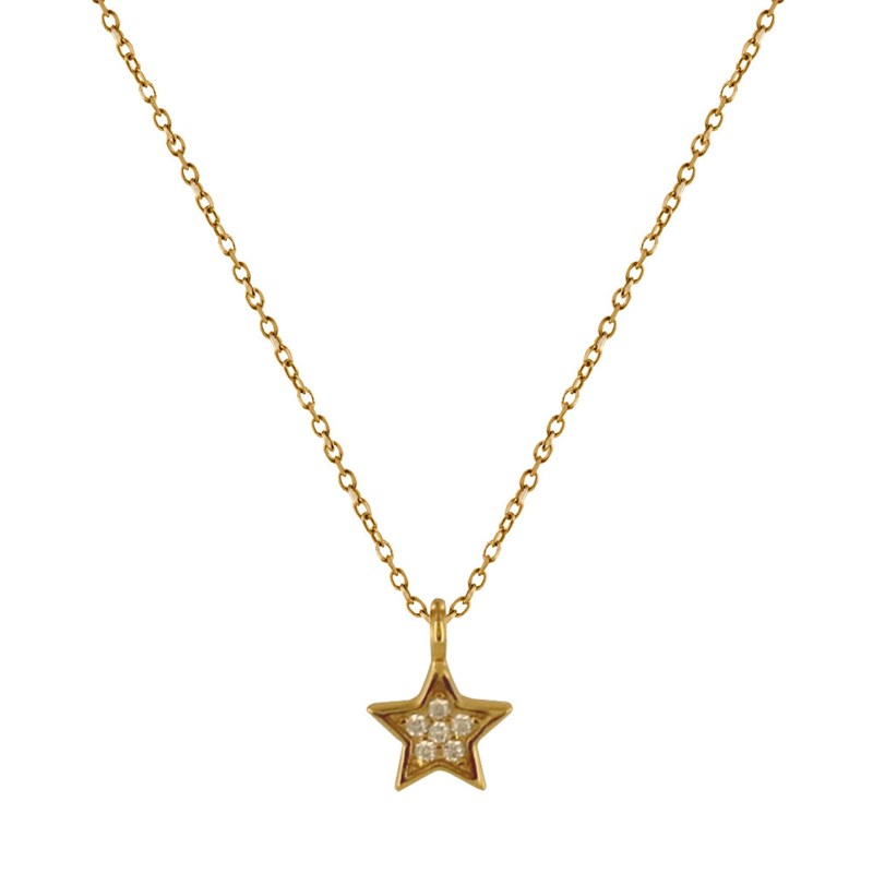 Collier Argent Doré Petite Etoile Strass Cristal