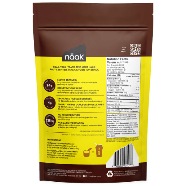 Boissons énergétiques NAAK ULTRA RECOVERY PROTEIN POWDER CHOCOLATE 500G