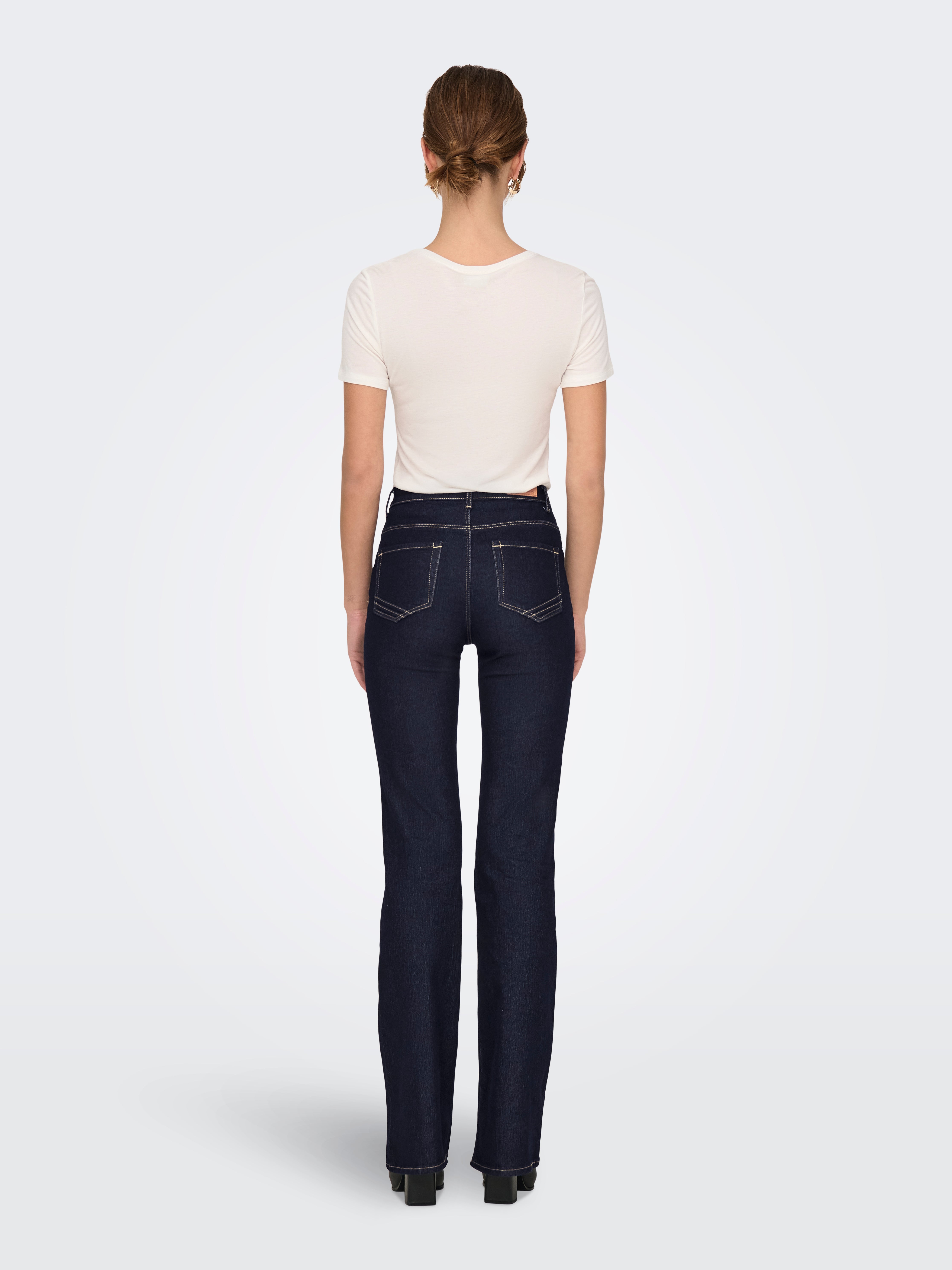 ONLSANDRA Hohe Taille Ausgestellt Jeans Dark Blue Denim