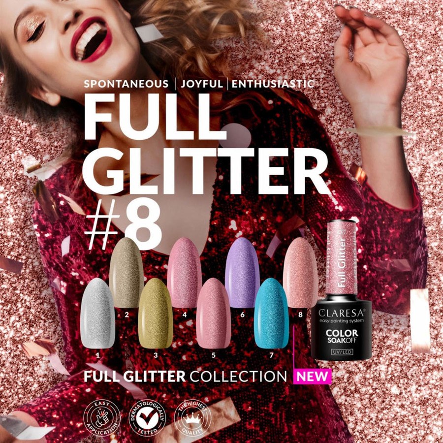 Claresa Nail Polish Hybrid Soak Off Full Glitter 02 5ml