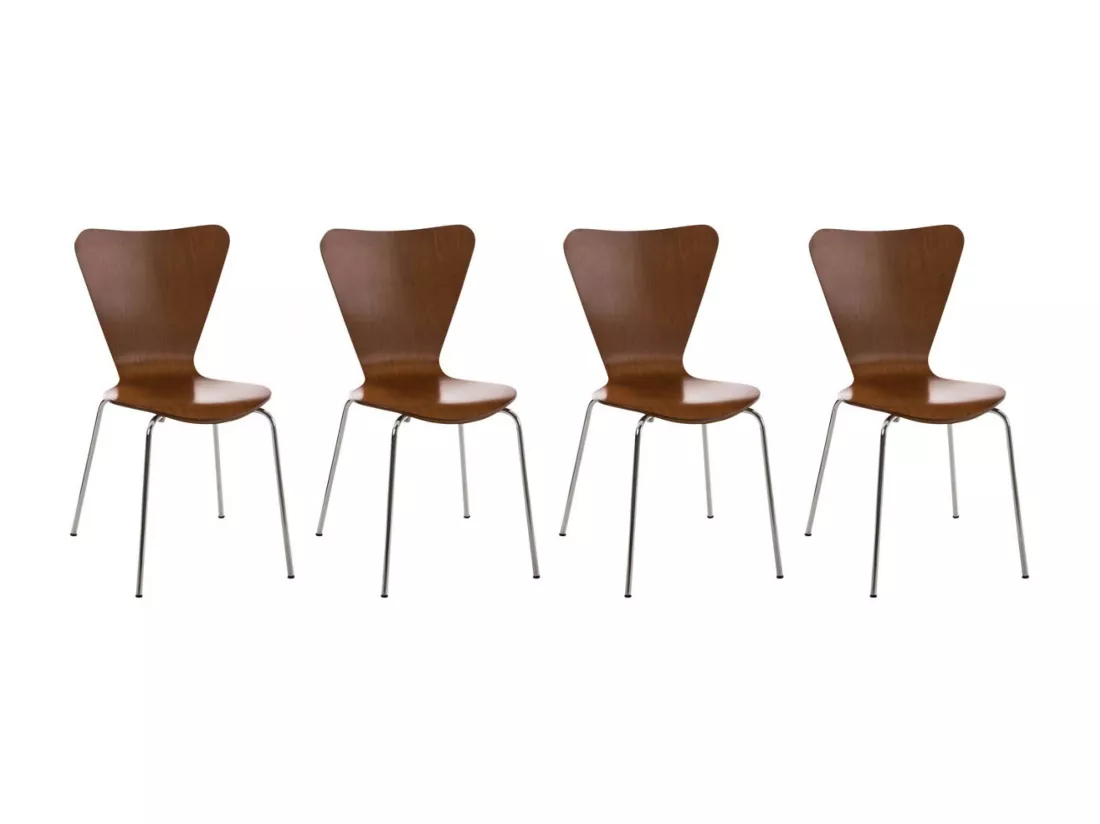 Lot de 4 Chaise de conférence - Bois & Nature - Marron - Calisto
