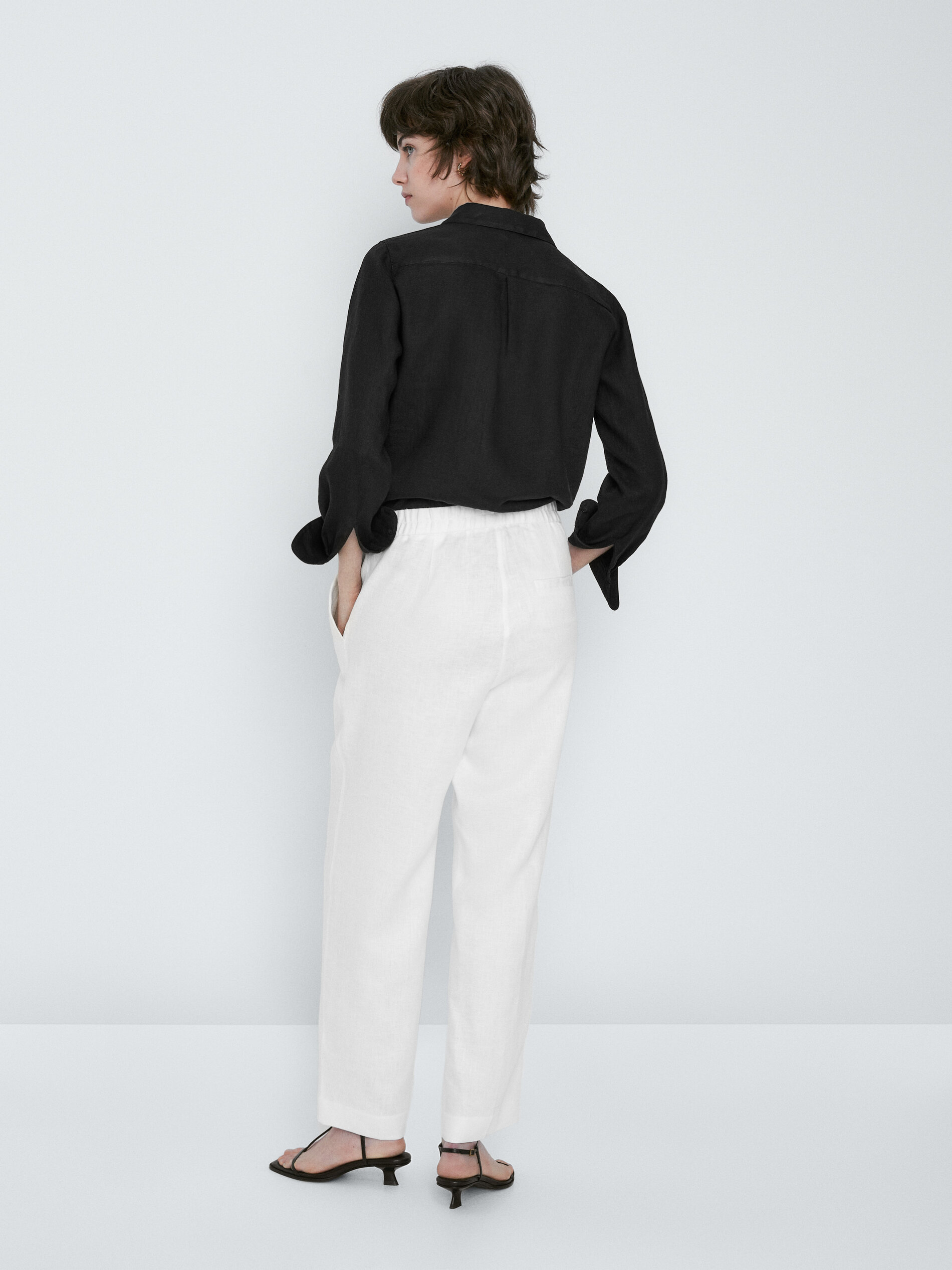 Calça reta 100% linho - BRANCA