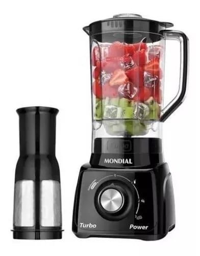 Liquidificador port&aacute;til Mondial Turbo Power L-99 2.2 L preto com jarra de san 127V