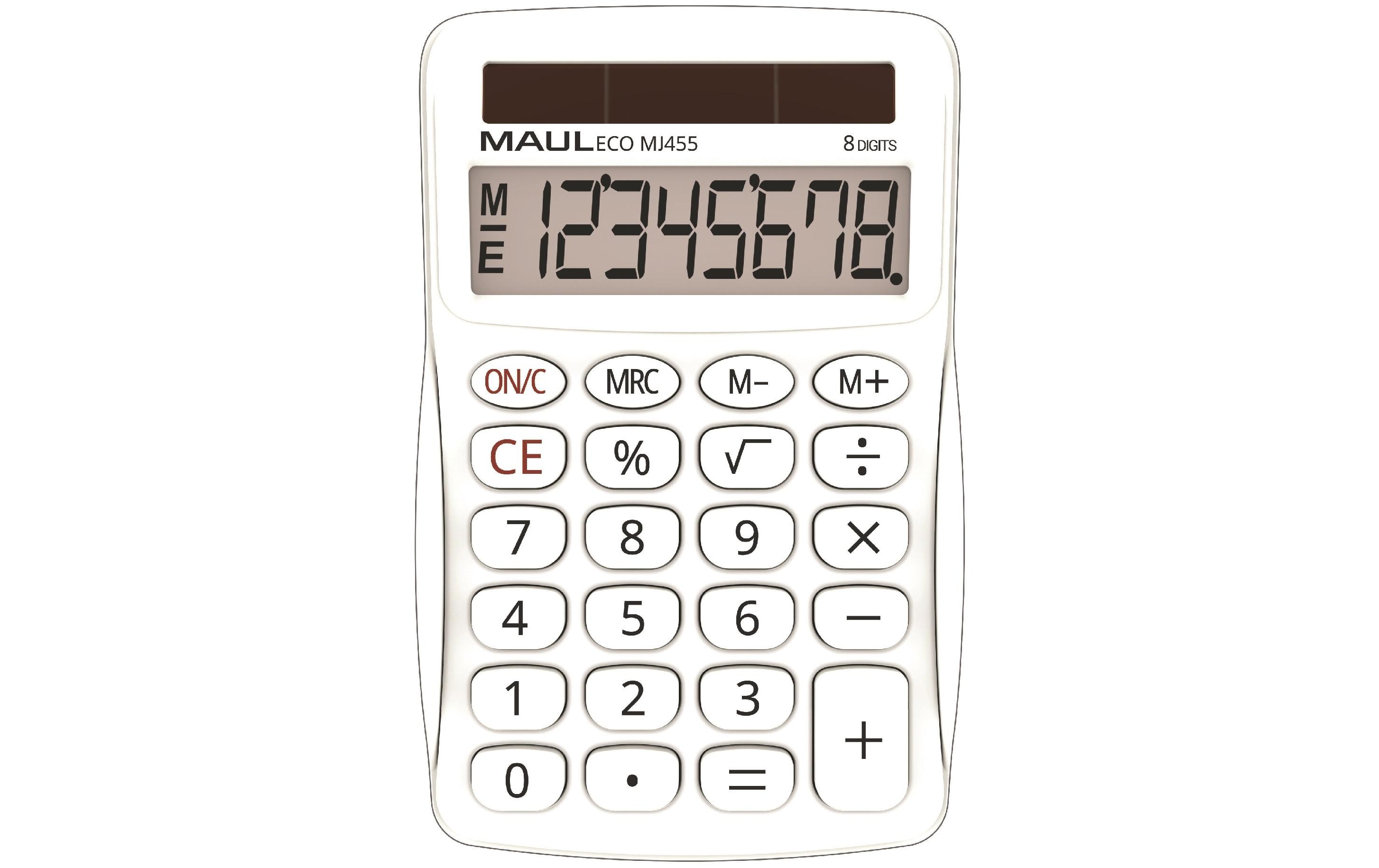Taschenrechner ECO MJ455 WeissSolarbetriebener Tischrechner