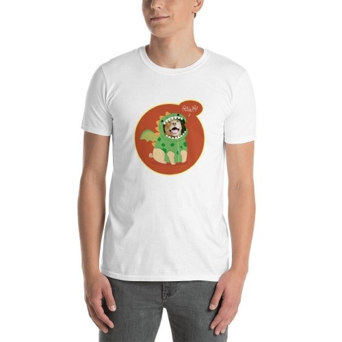 Camiseta masculina Mascochula, personalizada com a foto do seu animal de estimação, branca.