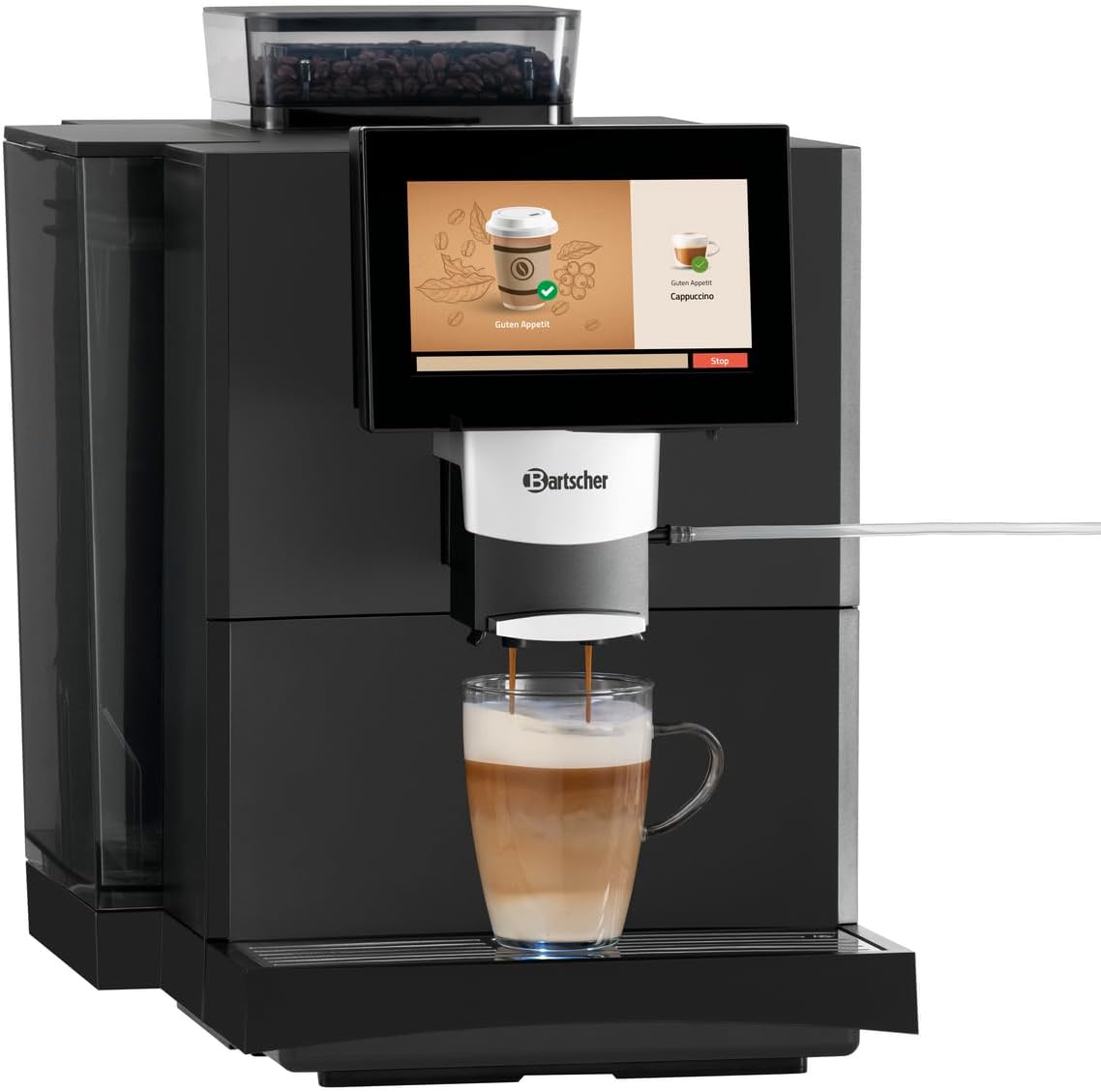 Bartscher Kaffeevollautomat Easy Plus 550, 19 Bar, 550g Bohnenbehälter, Touch-Display, Schwarz - 190096