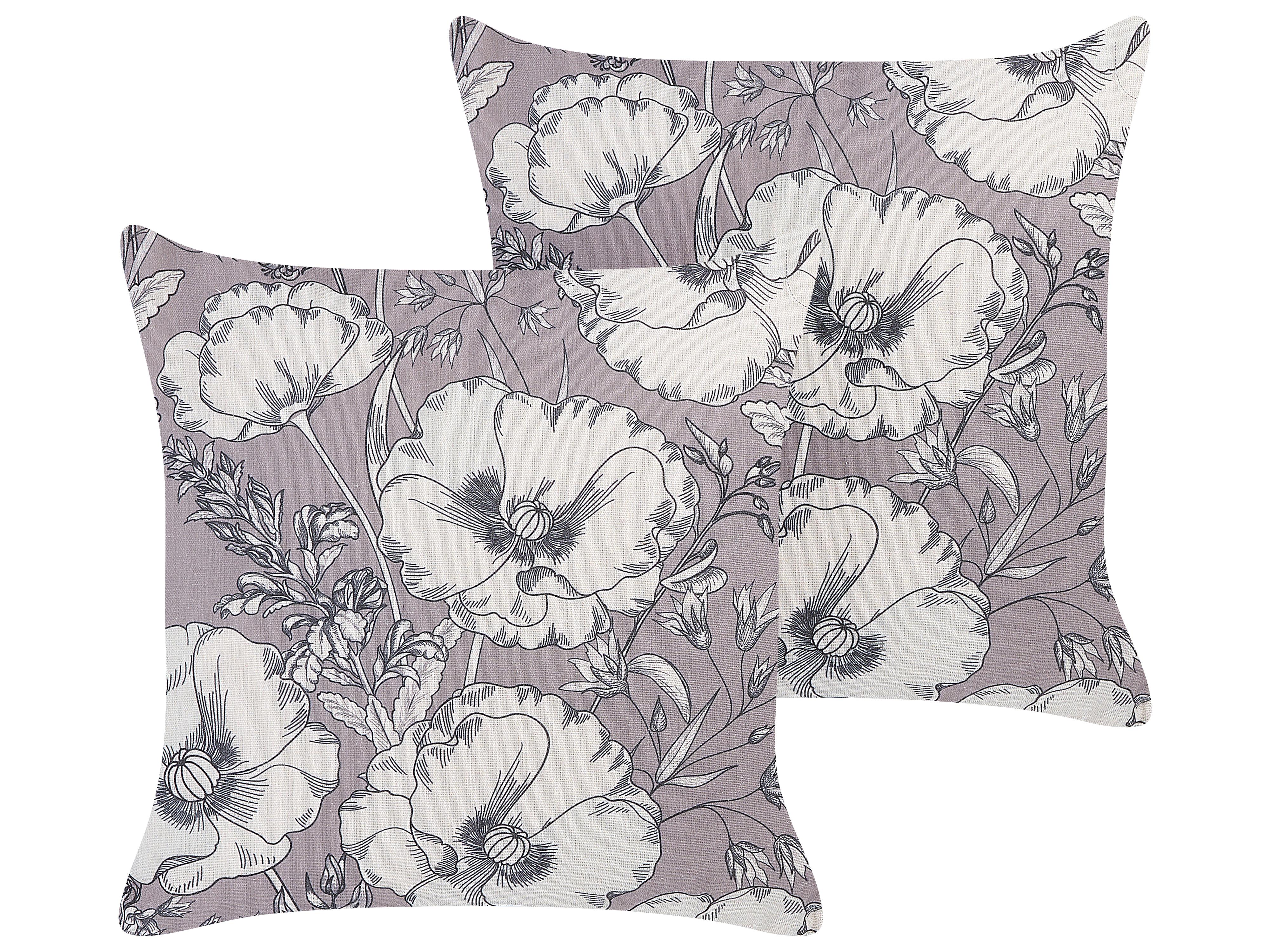 Set van 2 sierkussens SOPHORA 45 x 45 cm Grijs bloempatroon