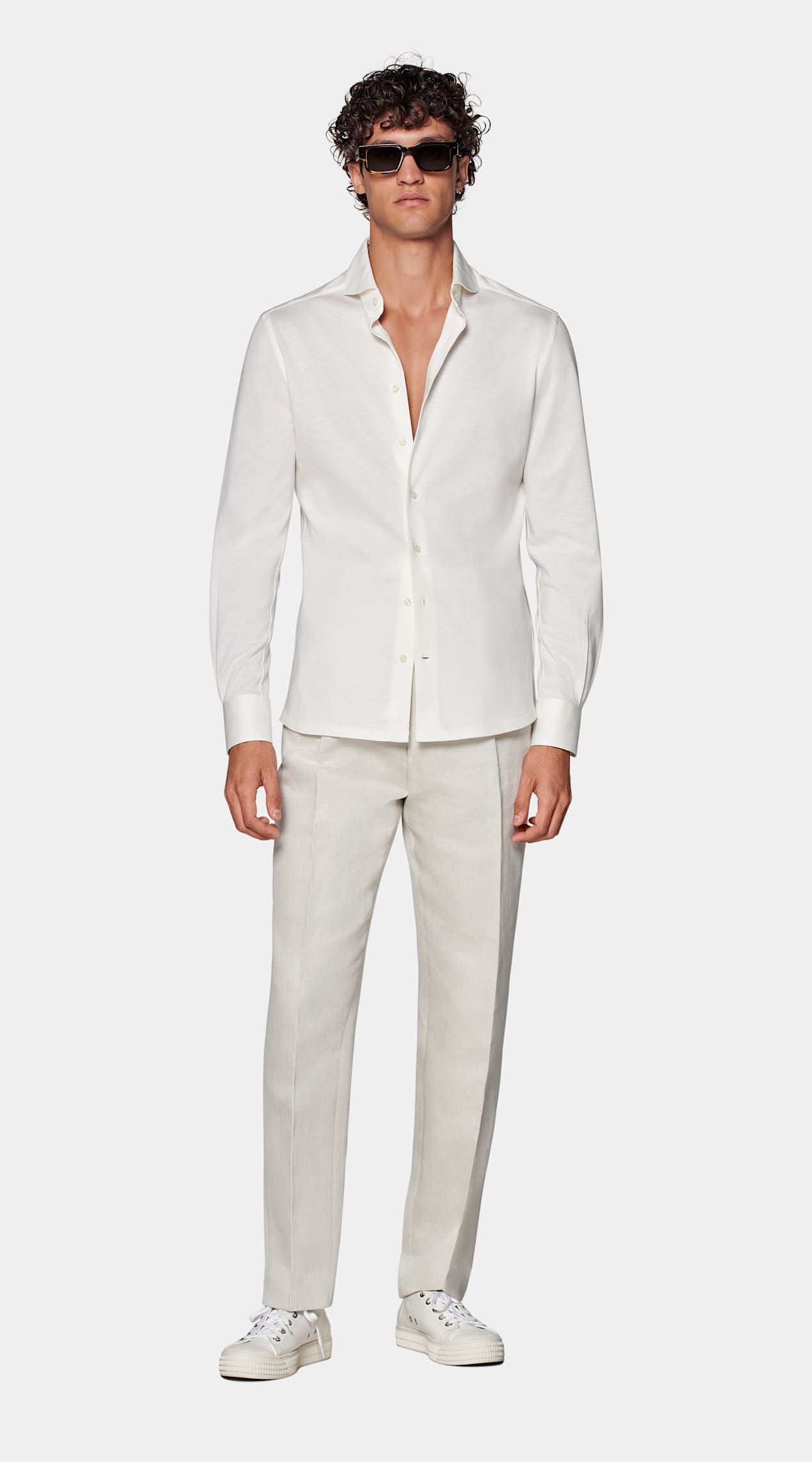 Chemise coupe très ajustée blanc cassé