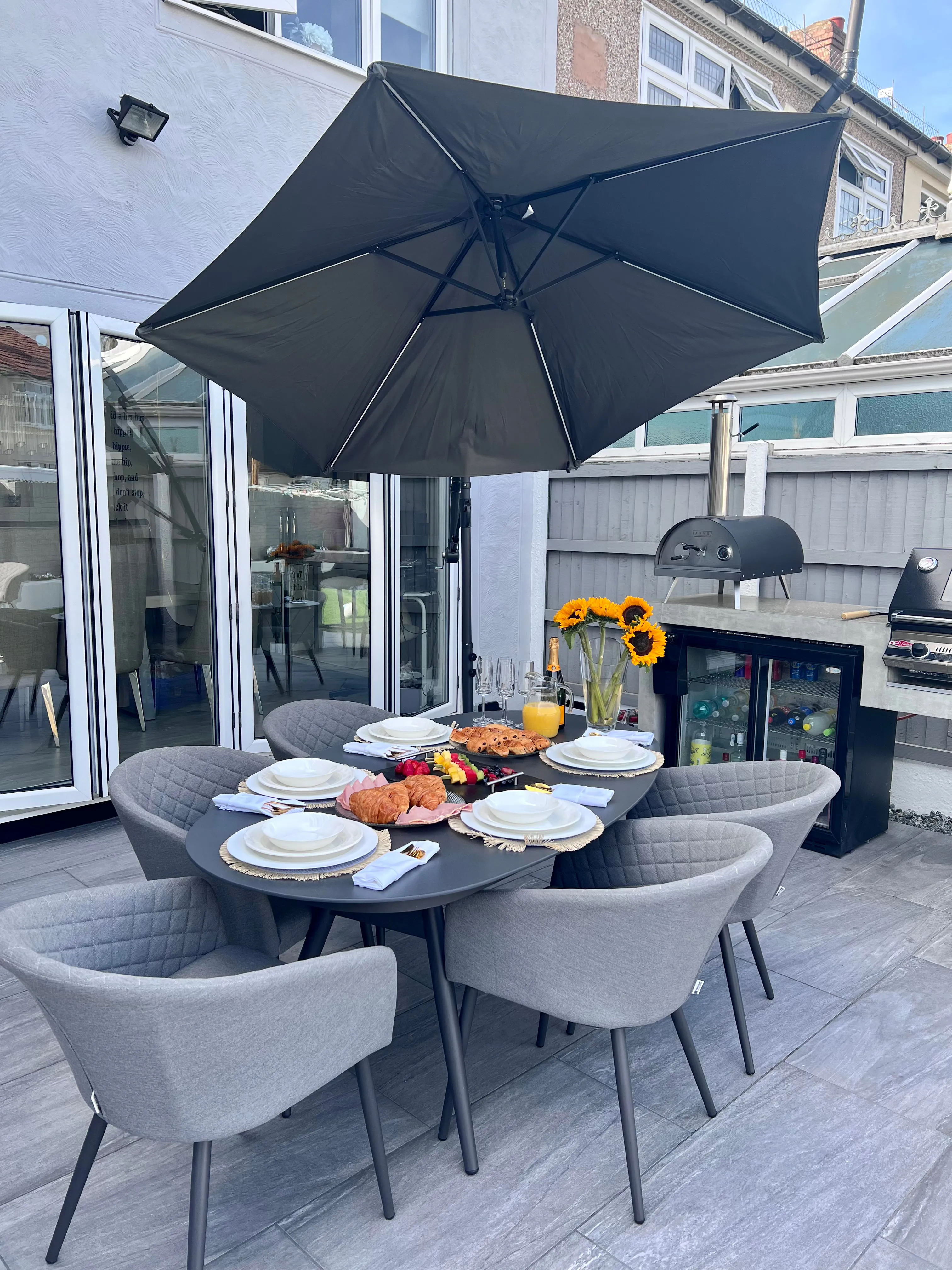 Zweefparasol LED 285 cm CORVAL Grafietgrijs