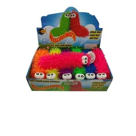 Fun Trading Wuschelwurm mit Licht 26 cm, 1 Stück, 6-fach sortiert