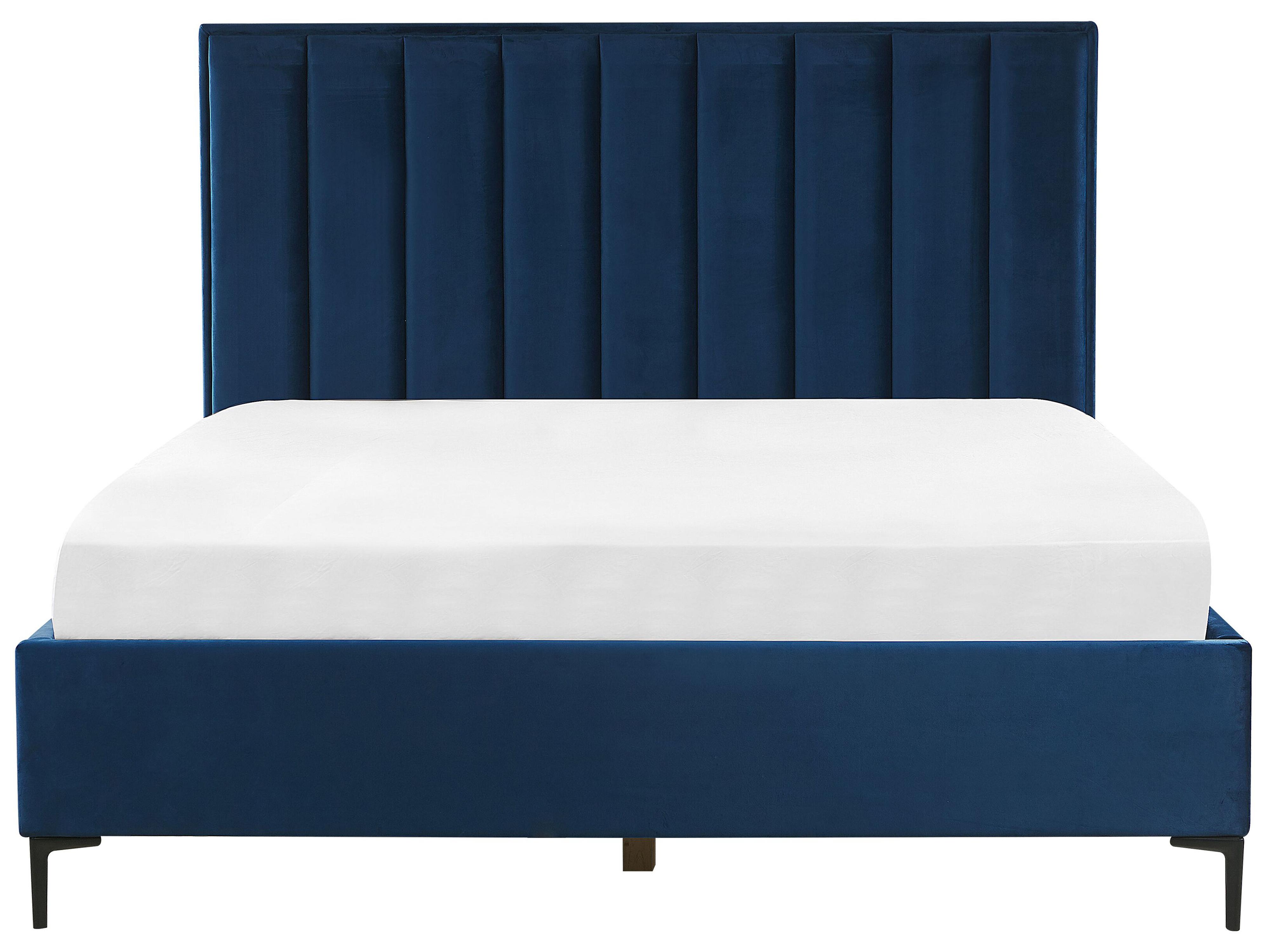 Bed met opbergruimte Fluweel SEZANNE 180 x 200 cm Marineblauw