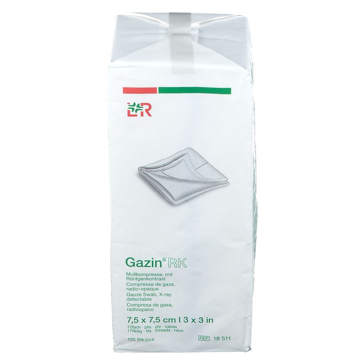 Gazin® Kompresse 7,5 cm x 7,5 cm unsteril 12 lagig