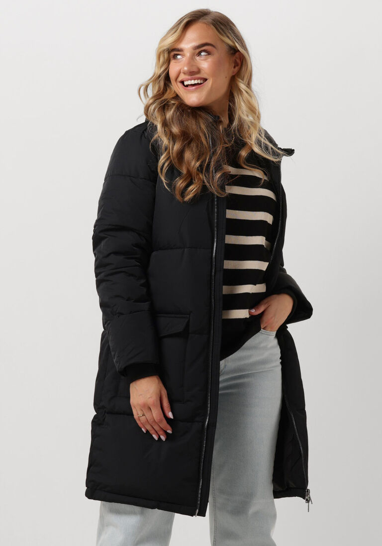 OBJECT zwarte object gewatteerde jas objzhanna l/s long jacket noos