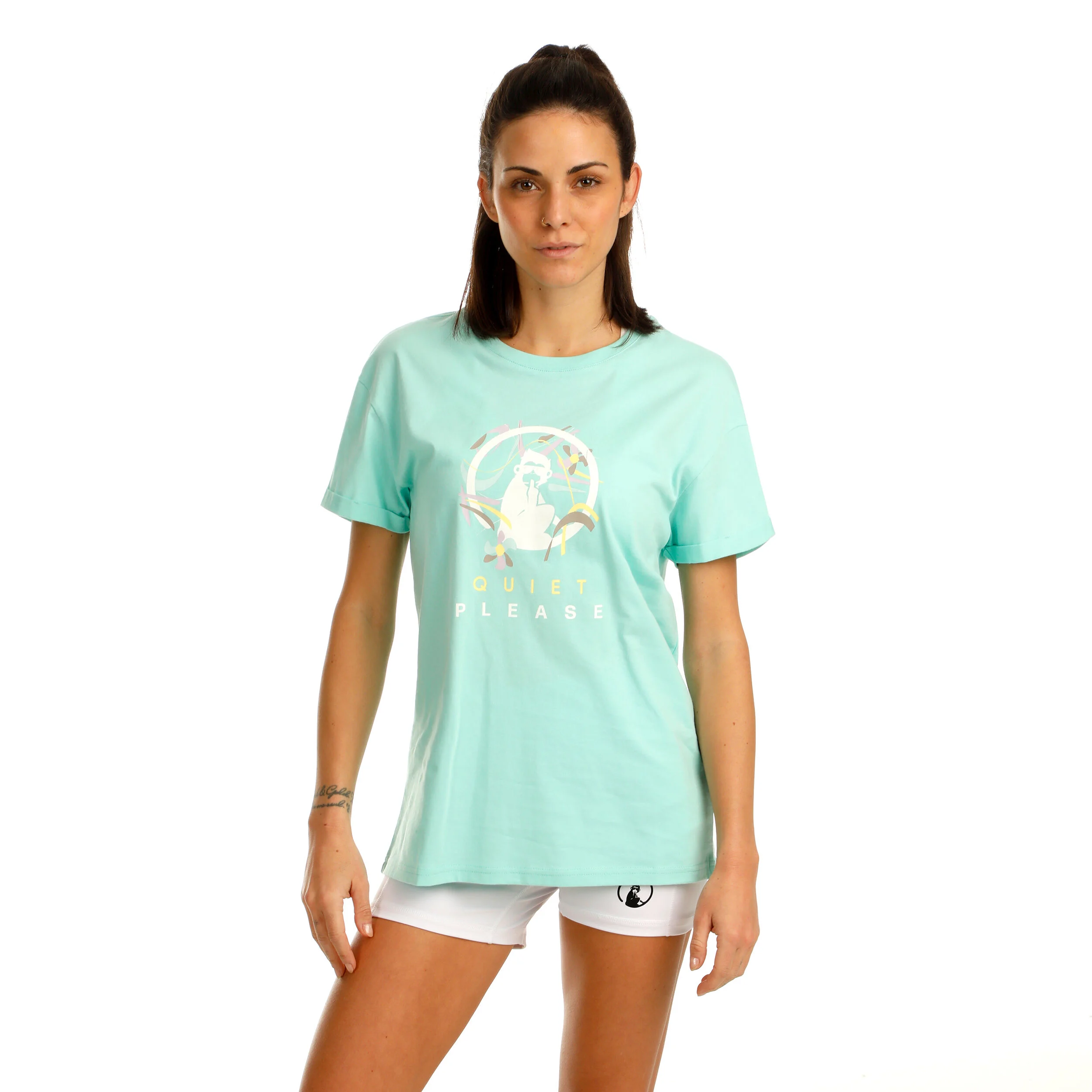 Quiet Please Wild Sketchy T-shirt Femmes - Turquoise , Multicouleur