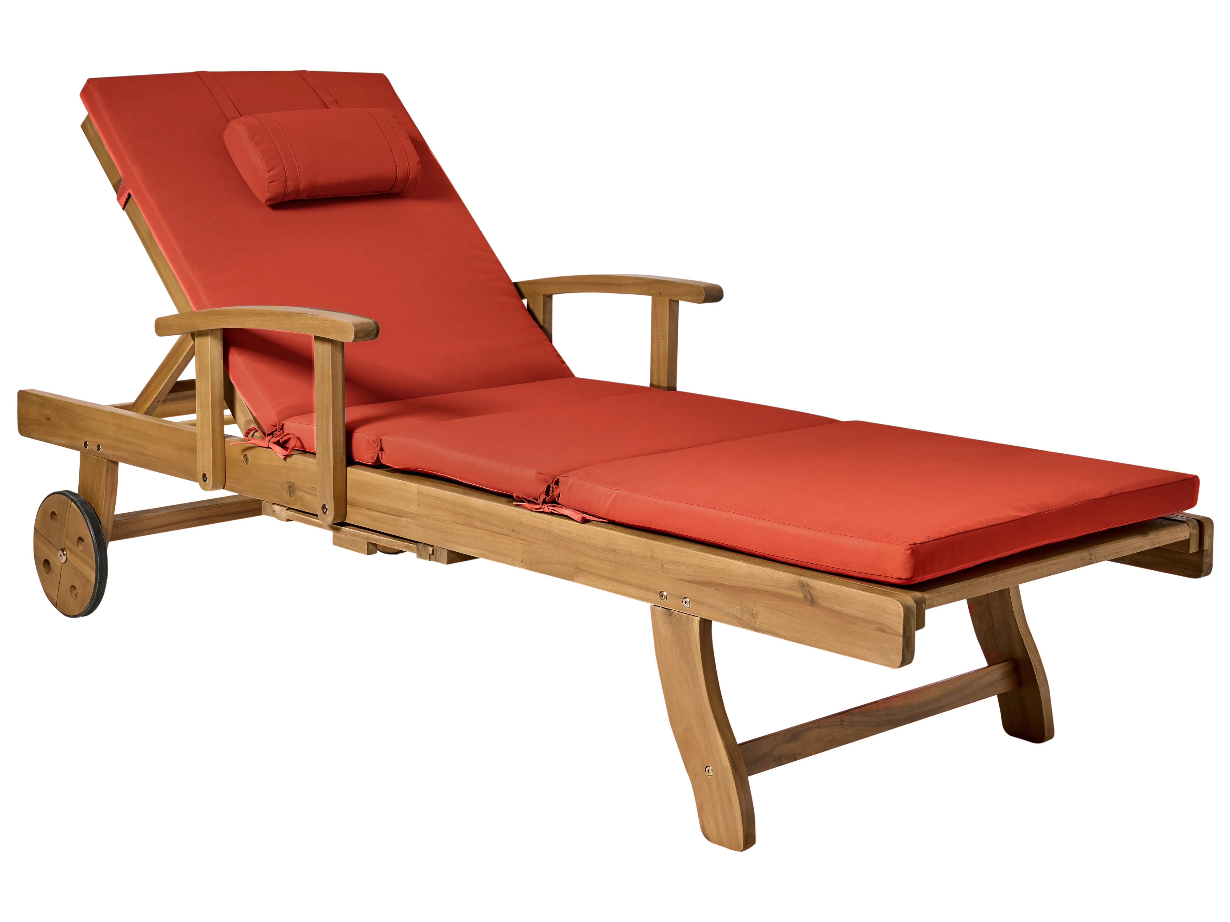 Ligstoel met kussen JAVA PREMIUM Acaciahout Rood