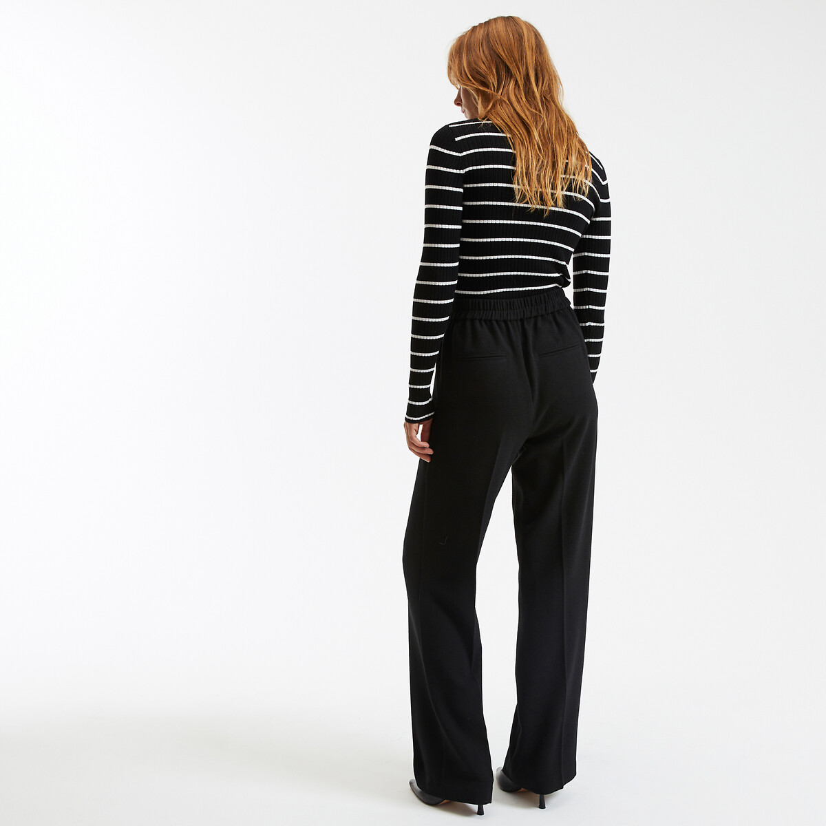 COLEÇÕES LA REDOUTE<br>Calças largas em crepe de poliéster