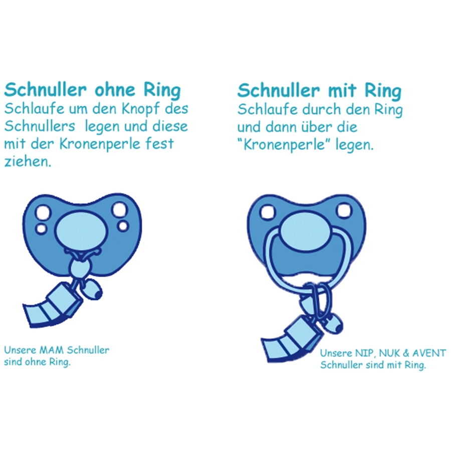 Schnullireich Schnullerkette mit Namen bis 8 Buchstaben (Holz) Pink