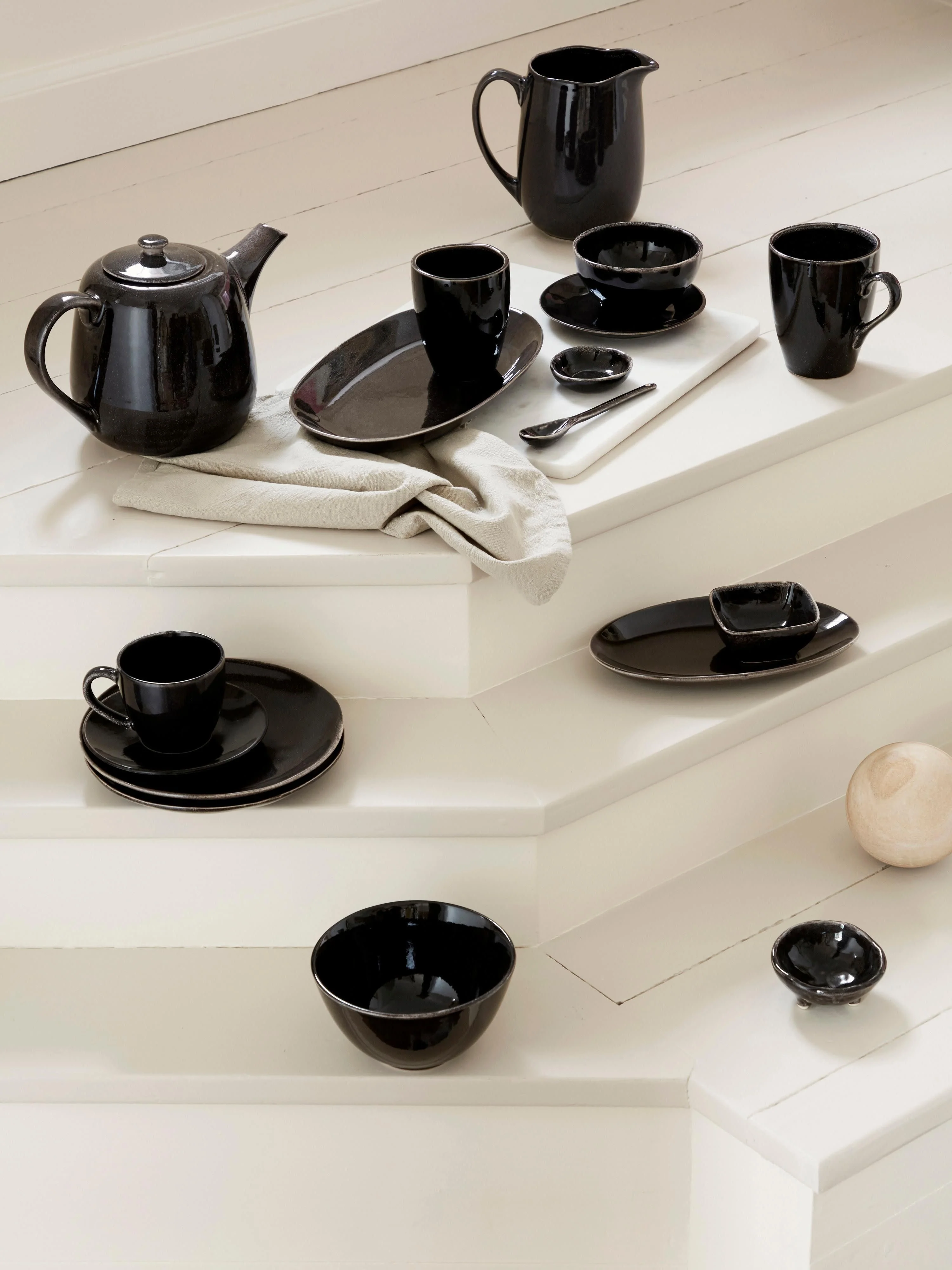 Handgemaakte XL theemokken Nordic Coal, 2 stuks
