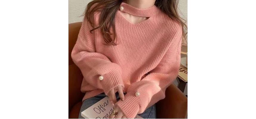 Muezz - Mock Neck Plain Cutout Trui