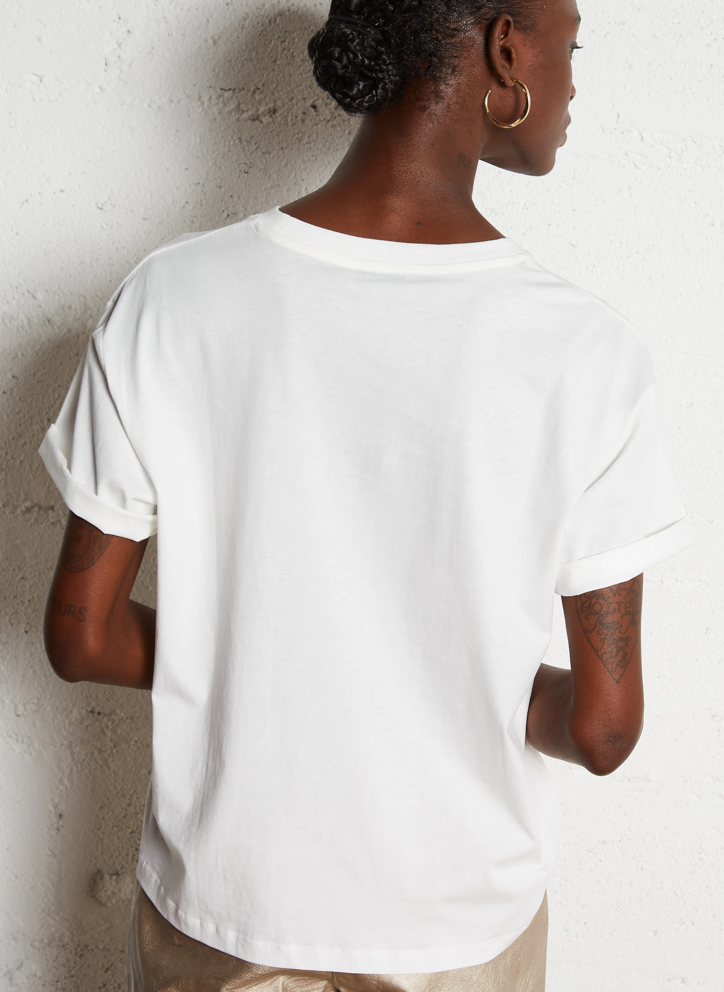 TAMITA - Tee-shirt ample col rond en coton | Blanc