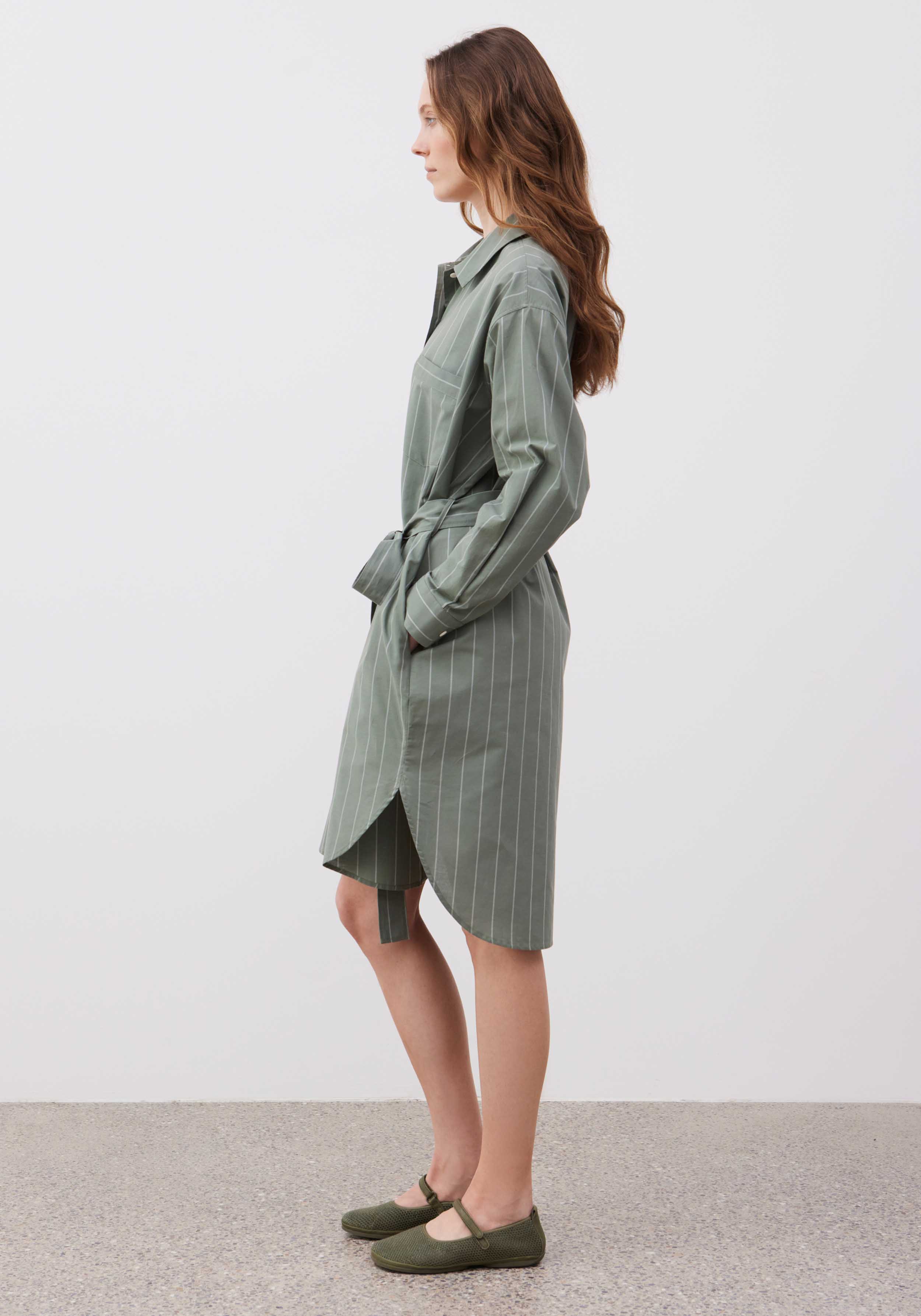 Lavie Hemdkleid Ono Striped Fichtengrün/Undyed