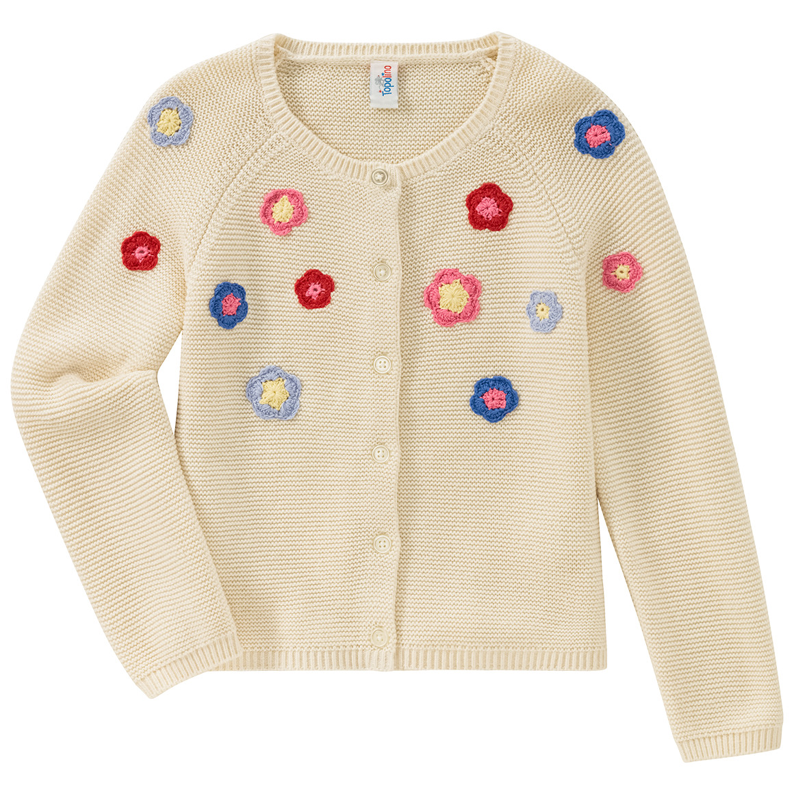 Topolino Mädchen Strickjacke mit Blumen-Applikation creme