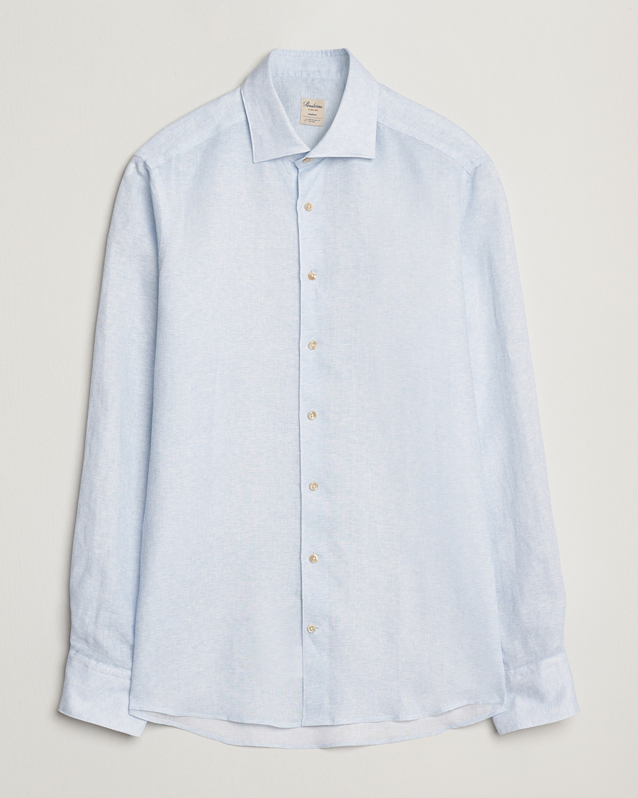 Stenströms Slimline Linen/Lycell Shirt Blue