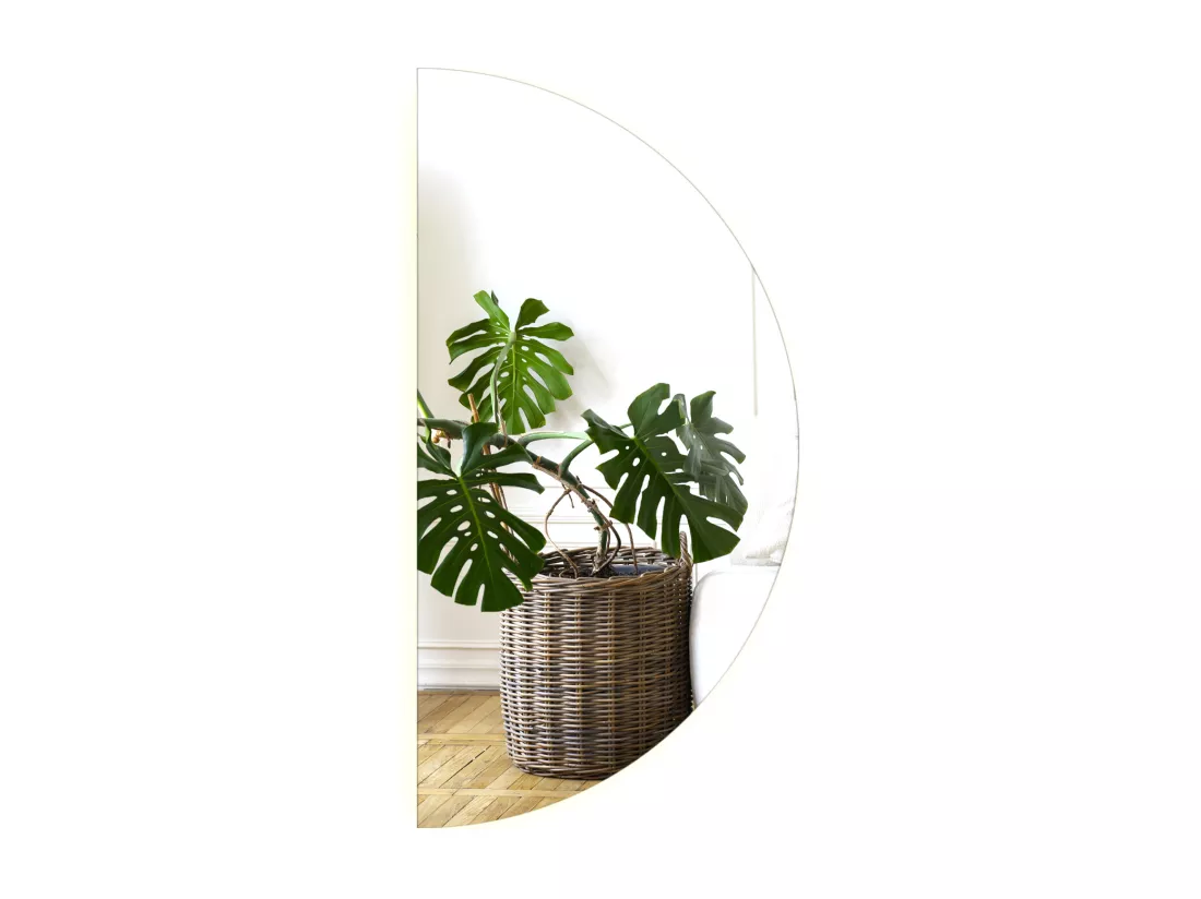 Miroir mural Loft LED moderne demi-circulaire 90 cm - lumière chaude