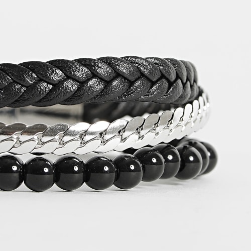 Bracelet Noir Argenté