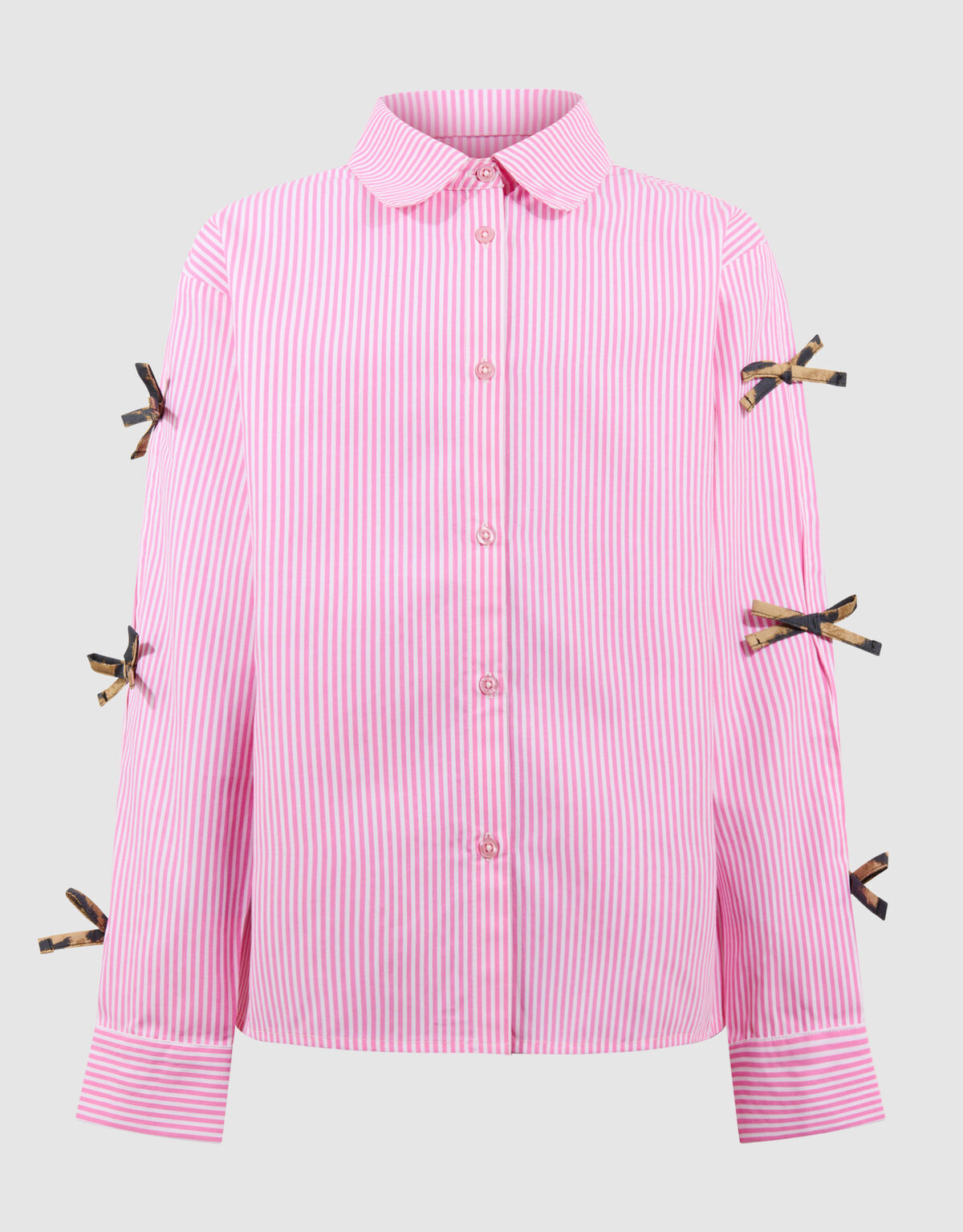 Pinstripe Strik Blouse Lichtroze