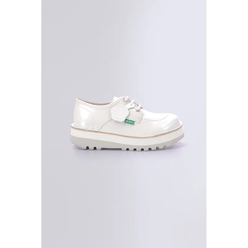 KICKOUGIRL BLANC VERNIS DERBIES Cuir Femme