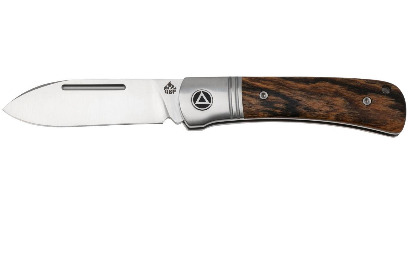 QSP Knife Hedgehog Spear Point 142SP-B, Satin 14C28N, Bocote Wood, slipjoint zakmes