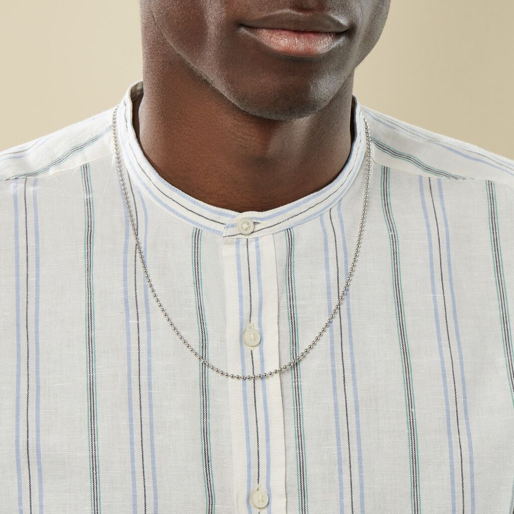 Collier Nateo Boules Argent Blanc