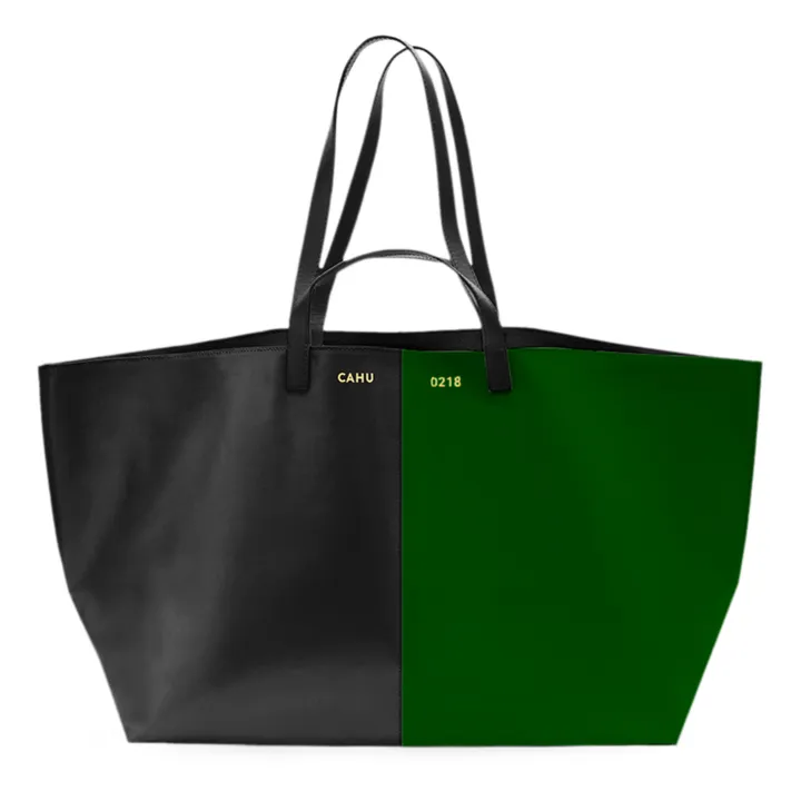 Cahu Cabas Zippé Le Pratique Medium x Smallable | Beige - Vert