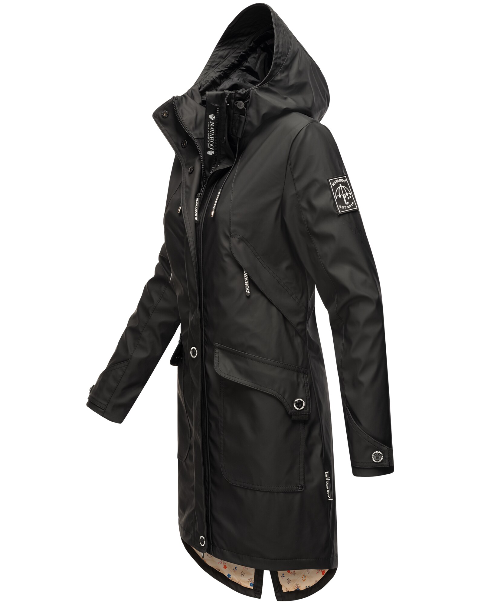 NAVAHOO Damen Übergangsjacke Outdoor Funktions Regen Mantel Parka Kurzmantel mit Kapuze Schötchen