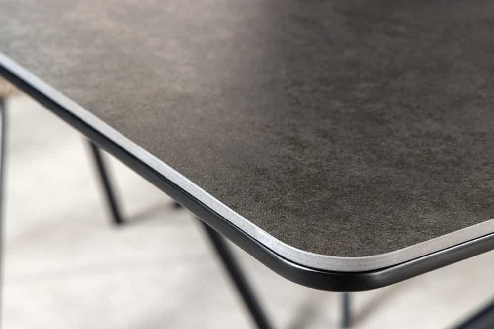 Ausziehbarer Esstisch ALPINE 160-200cm anthrazit Keramik schwarzes Metallgestell