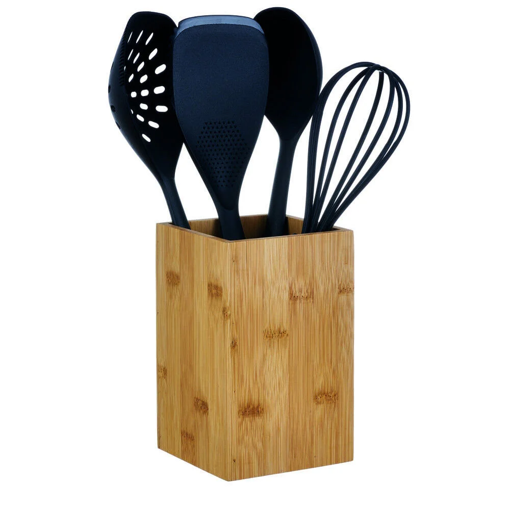 Pot à ustensiles de cuisine en bambou