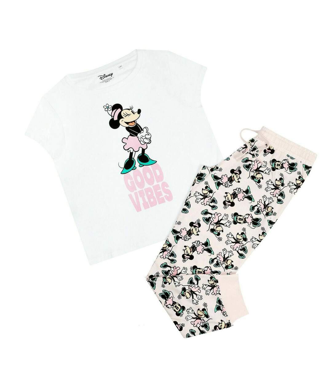 Disney - Ensemble de pyjama long GOOD VIBES - Femme (Blanc / Rose / Bleu) - UTTV571
