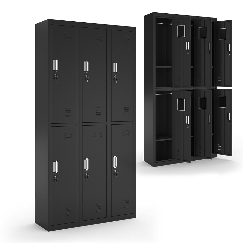 Vicco Schließfachschrank Schwarz 90 x 180 cm 6 Fächer