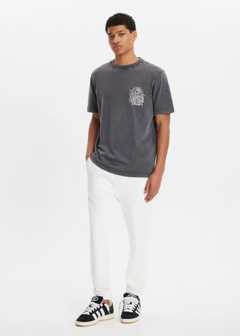 T-shirt met print tattoo rose antraciet (ANTRA)