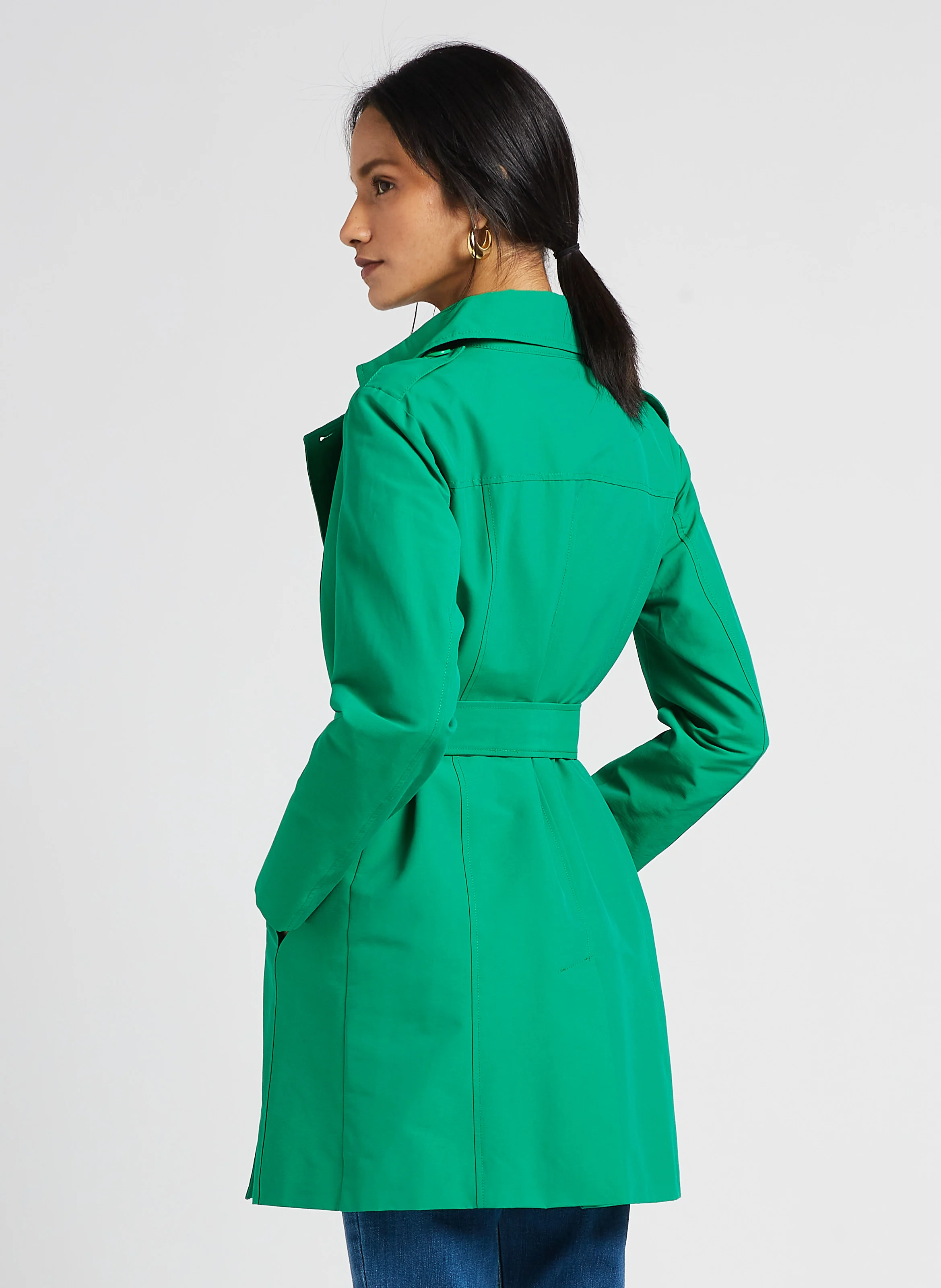 MILOVE - Trench droit à col classique en coton mélangé| Vert