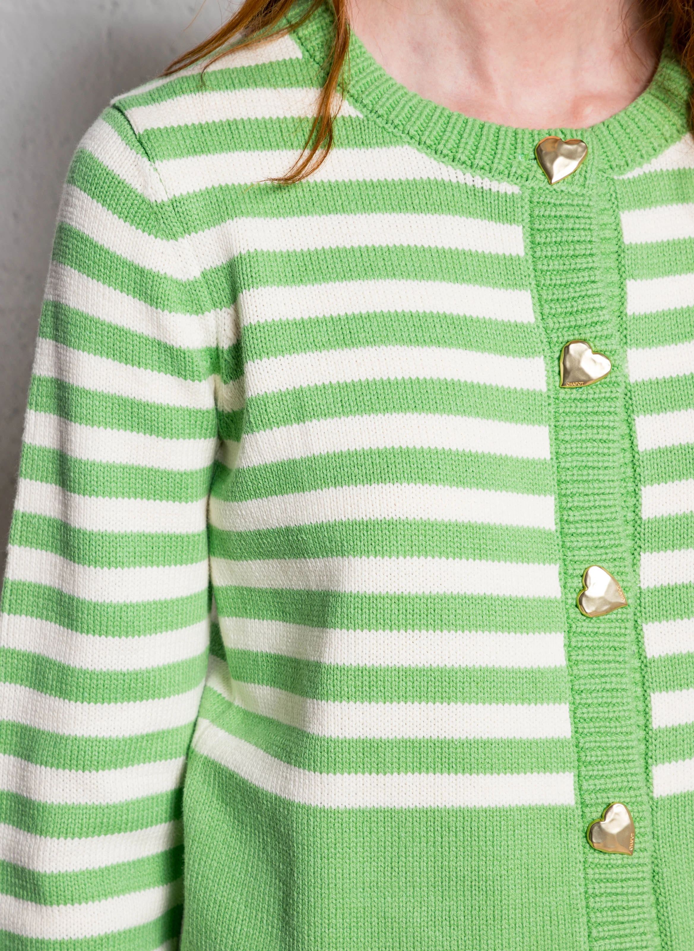 STINE - Gilet col rond en coton bio mélangé | Vert