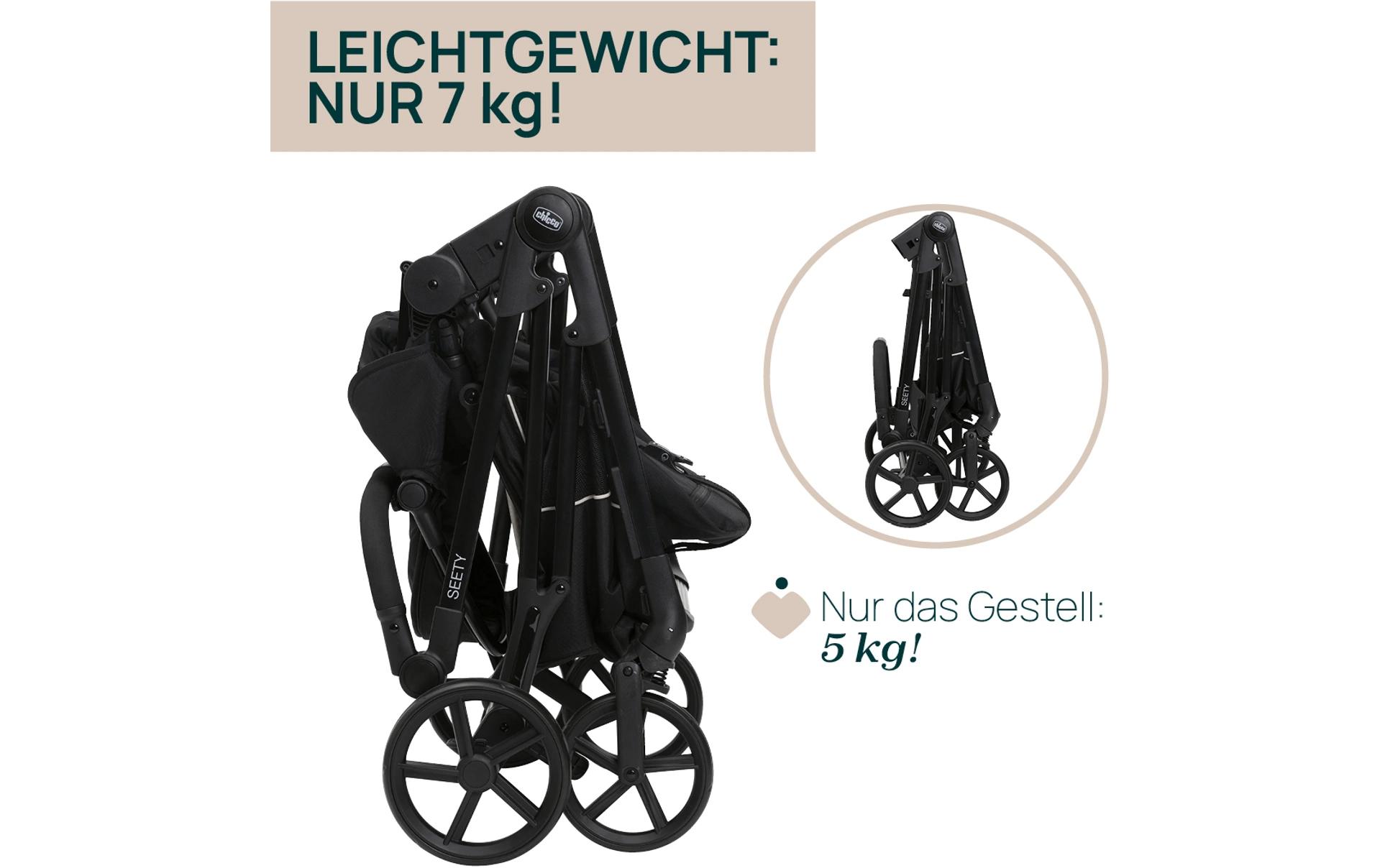 Kinderwagenset Trio Seety Etna black<br>Leichtes und flexibles 3-in-1 Kinderwagenset für Stadtleben und Mobilität