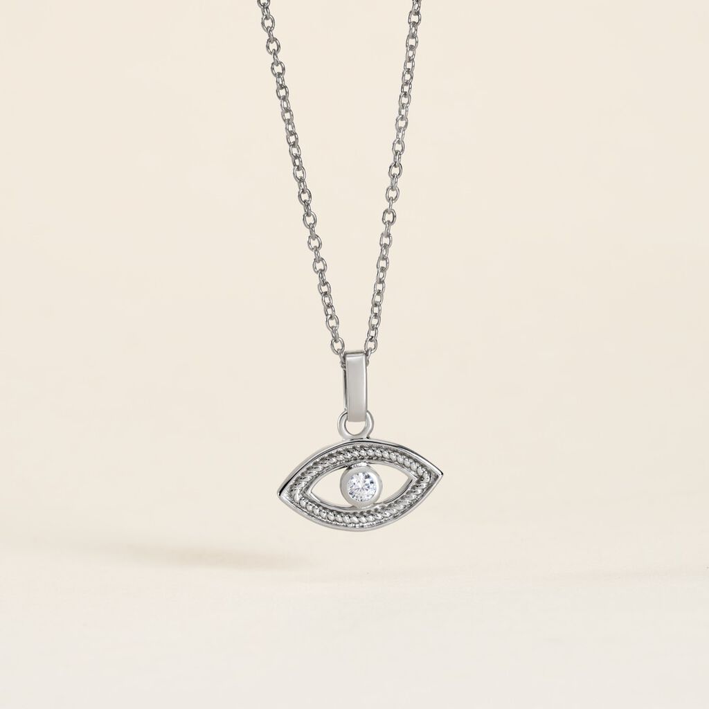 Pendentif Amelot Argent Blanc Oxyde De Zirconium